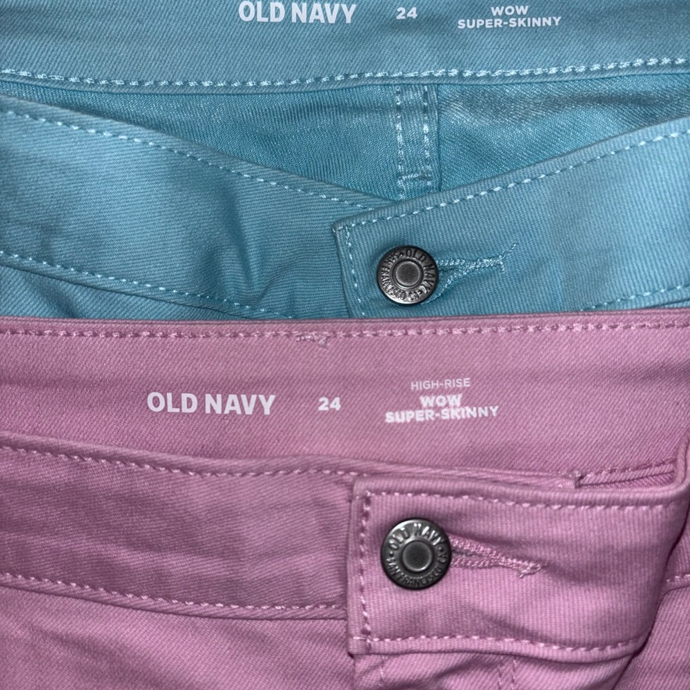 Old Navy Pink and Teal High-Rise WOW Super-Skinny Jeans - Picture 5 of 5